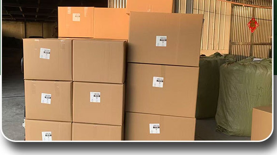 Export cartons packed and labelled ready for shipment