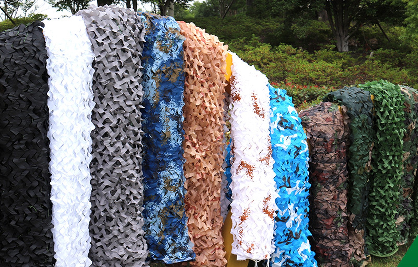 Camouflage net in forest